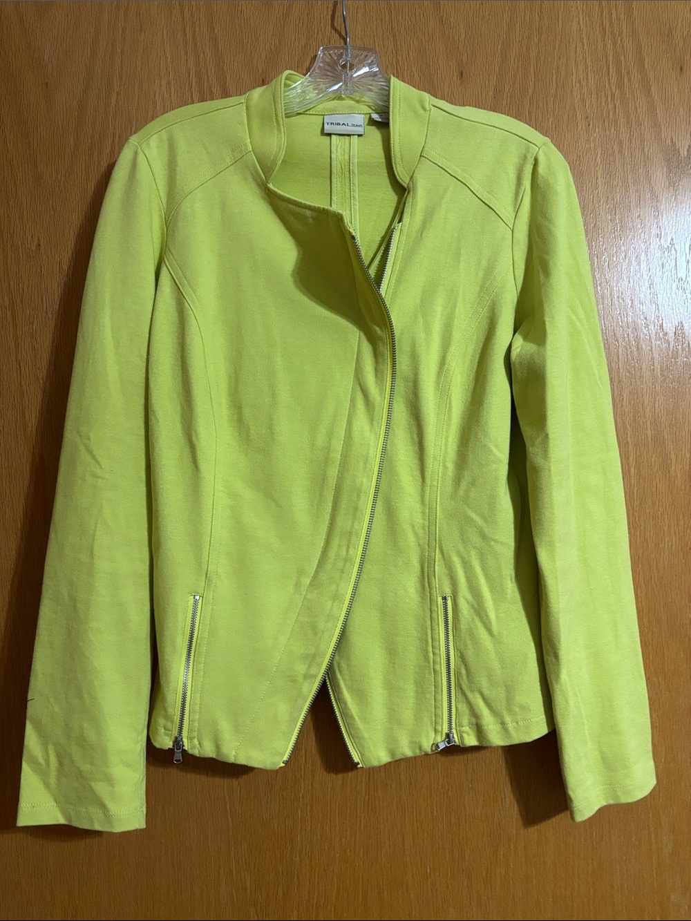 Tribal Lime Asymmetrical Zip Women's Moto Jacket
